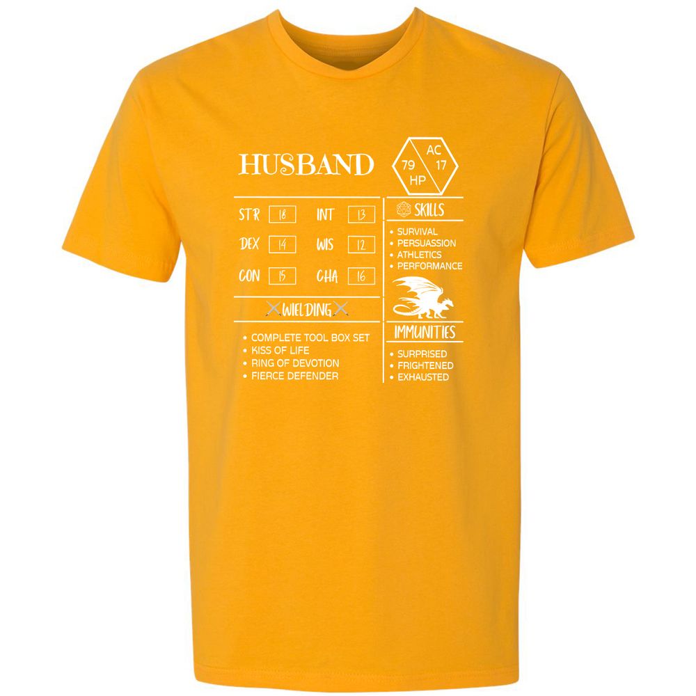 Husband Stats 2 Premium Unisex T-Shirt - Gold - 12