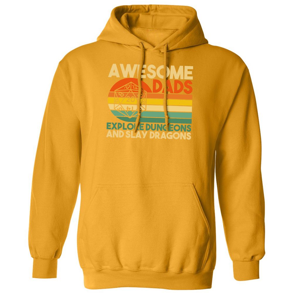 Awesome Dads Explore Dungeons Classic Unisex Hoodie - Gold - 12
