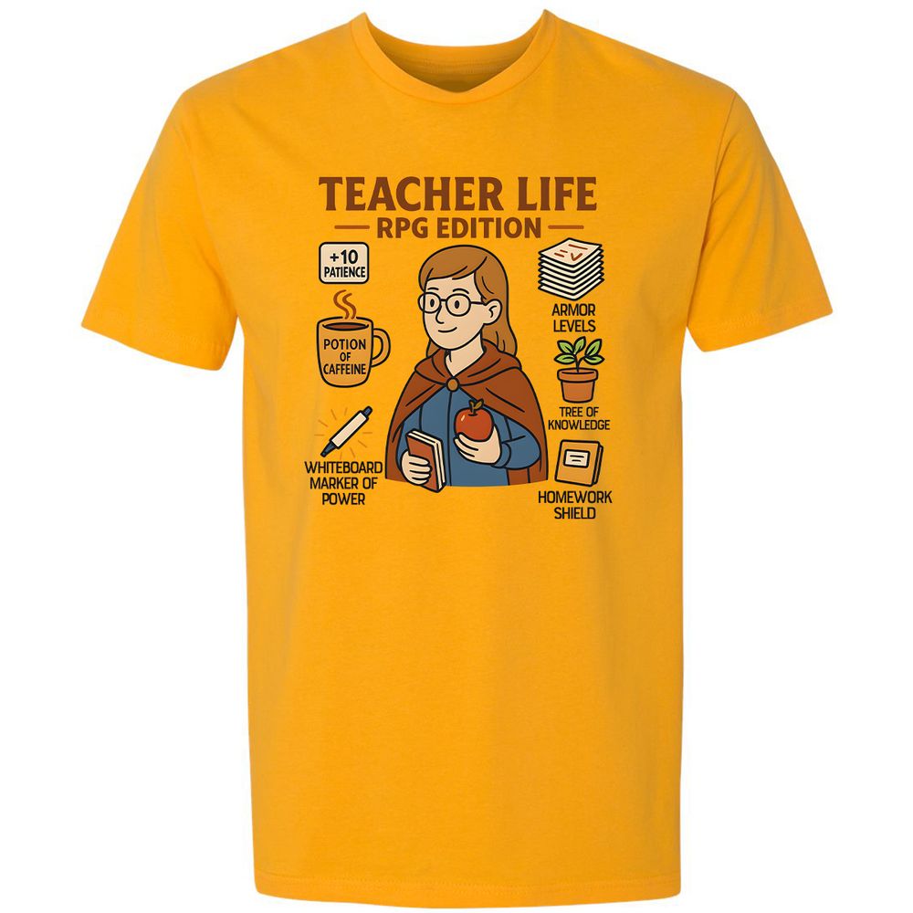Teacher Life RPG Edition Premium Unisex T-Shirt - Gold - 12
