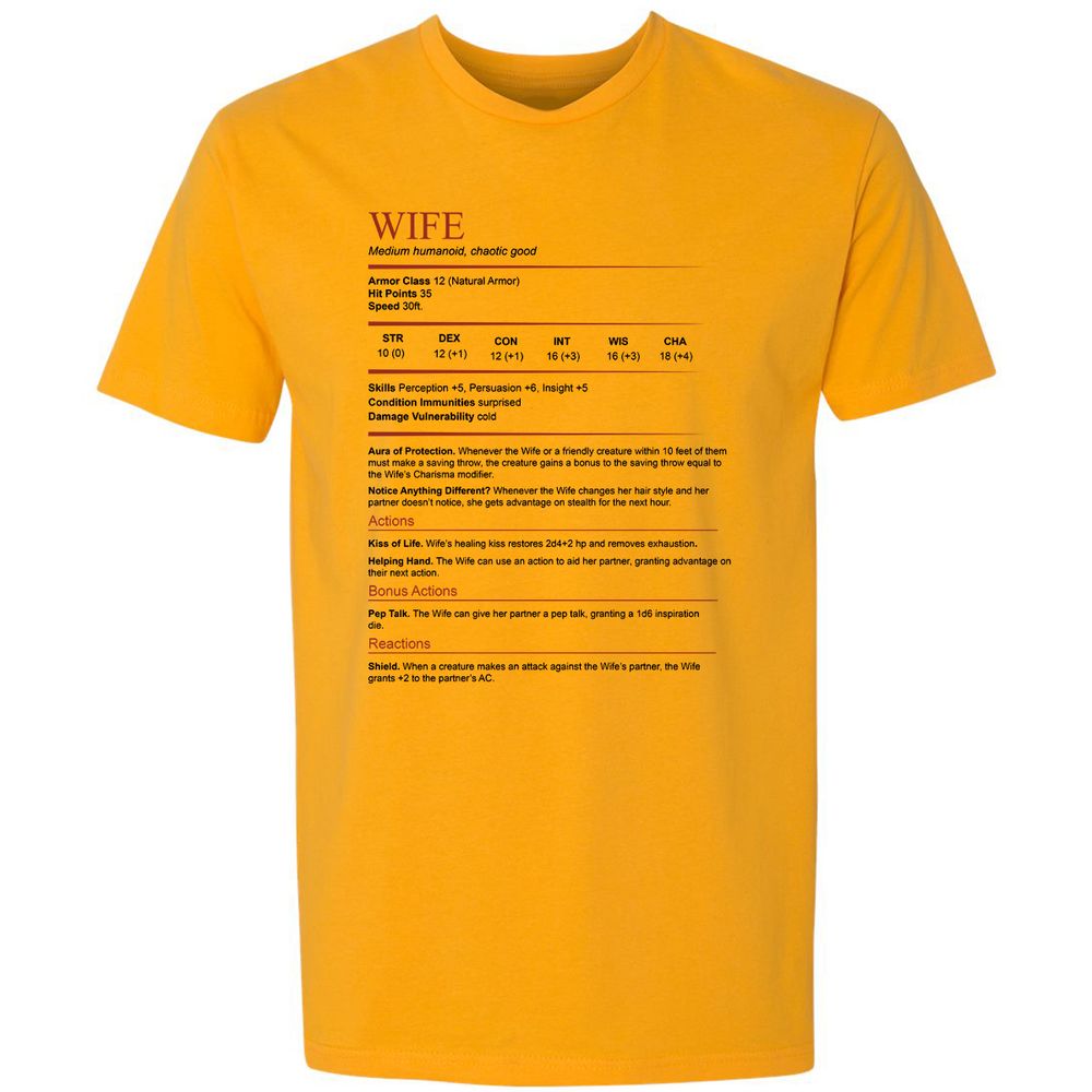 Wife White Premium Unisex T-Shirt - Gold - 12
