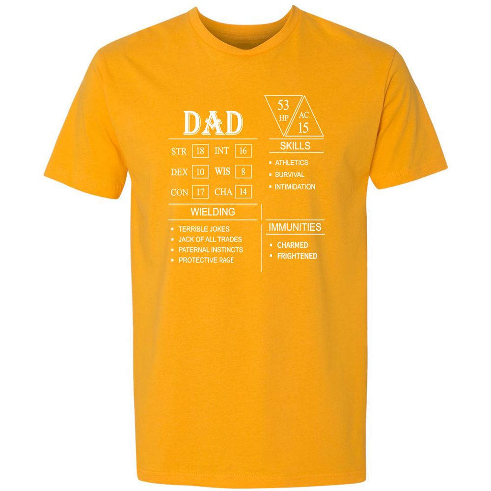 Dad Stat Block Premium Unisex T-Shirt - Gold - 12