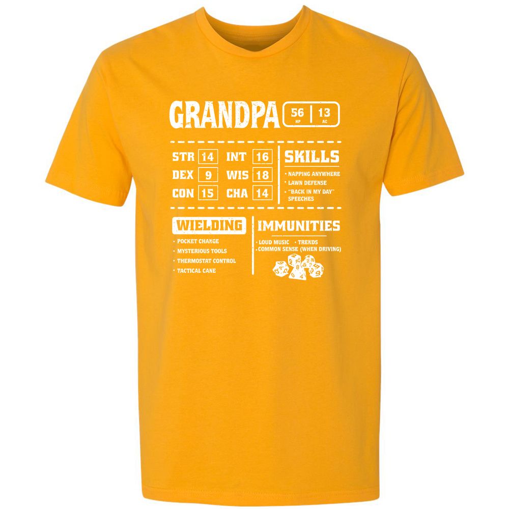 Grandpa Stats 2 Premium Unisex T-Shirt - Gold - 12