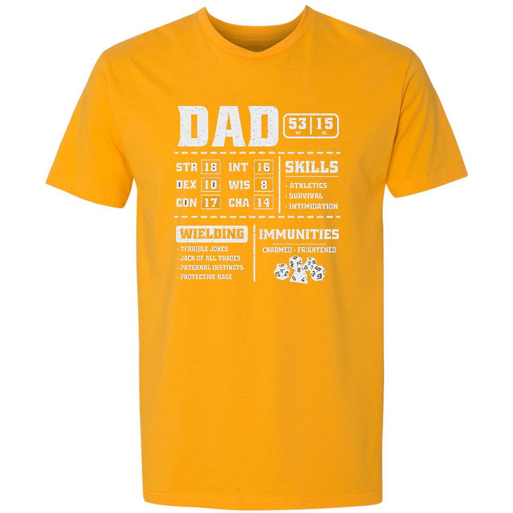 Dad Stat Block 2 Premium Unisex T-Shirt - Gold - 12