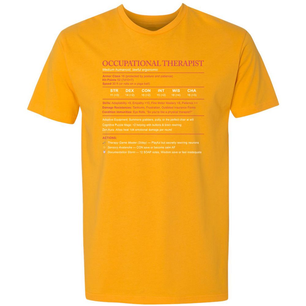 Occupational Therapist Stats Premium Unisex T-Shirt - Gold - 12