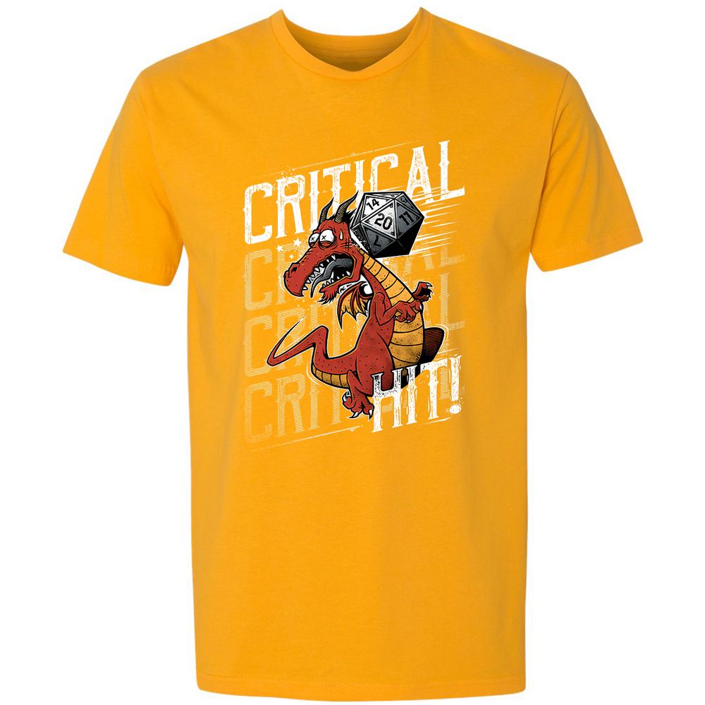 Funny Dragon Critical Hit Premium Unisex T-Shirt - Gold - 12