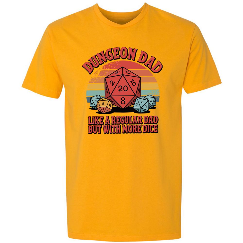Dungeon Dad With More Dice Premium Unisex T-Shirt - Gold - 12