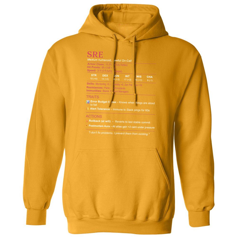 SRE Stats Classic Unisex Hoodie - Gold - 12