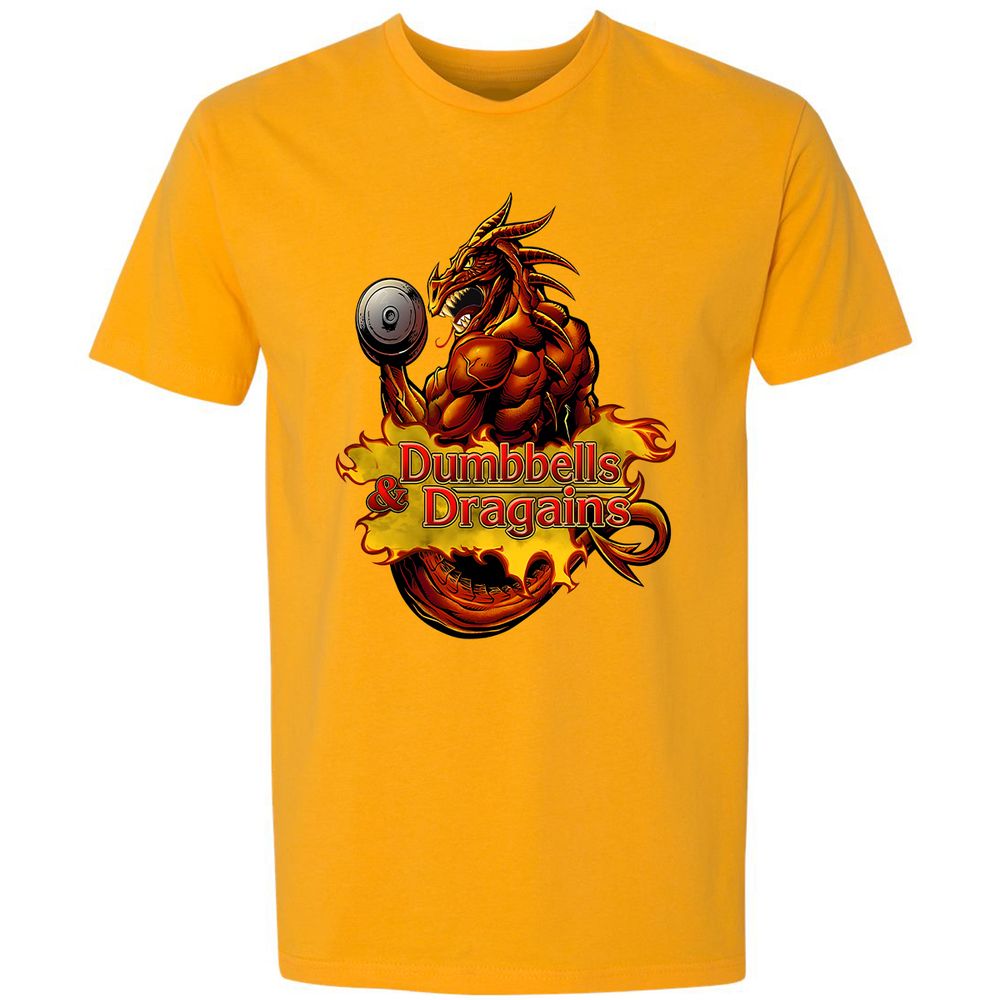 Dumbbells & Dragains Premium Unisex T-Shirt - Gold - 12