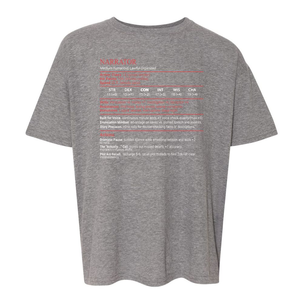 Narrator Stats Block - Graphite Heather - 12