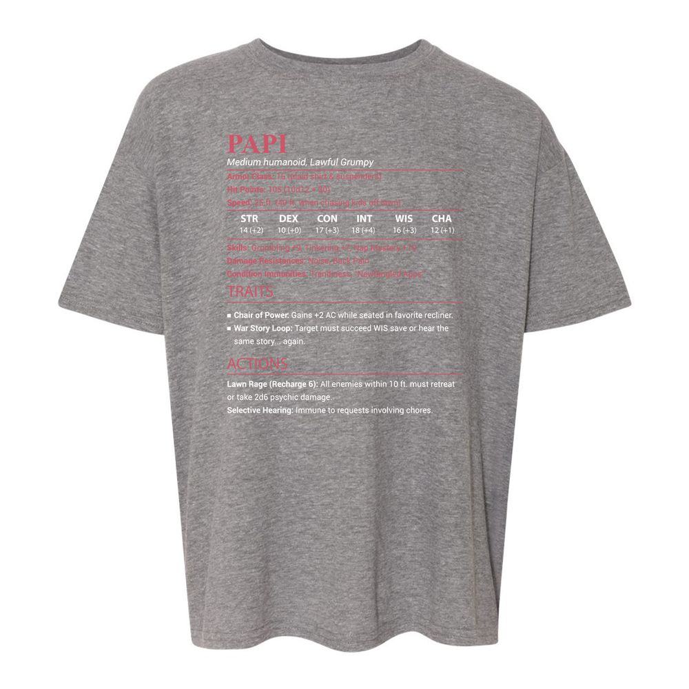 Papi Stats Kids T-Shirt - Graphite Heather - 12
