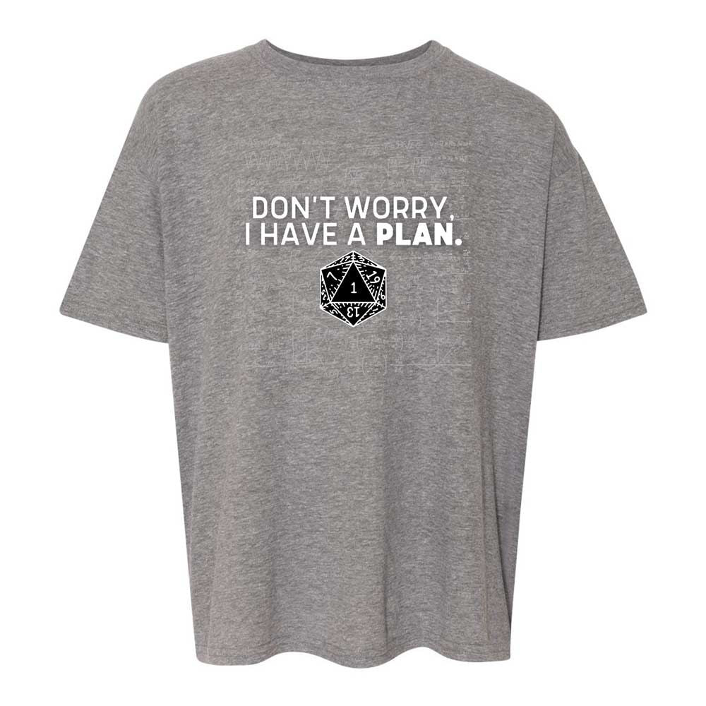 Dont Worry I Have A Plan Kids T-Shirt - Graphite Heather - 12