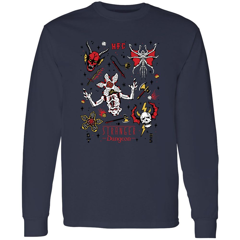 STRANGER DUNGEON Long Sleeve T-Shirt - Navy - 12