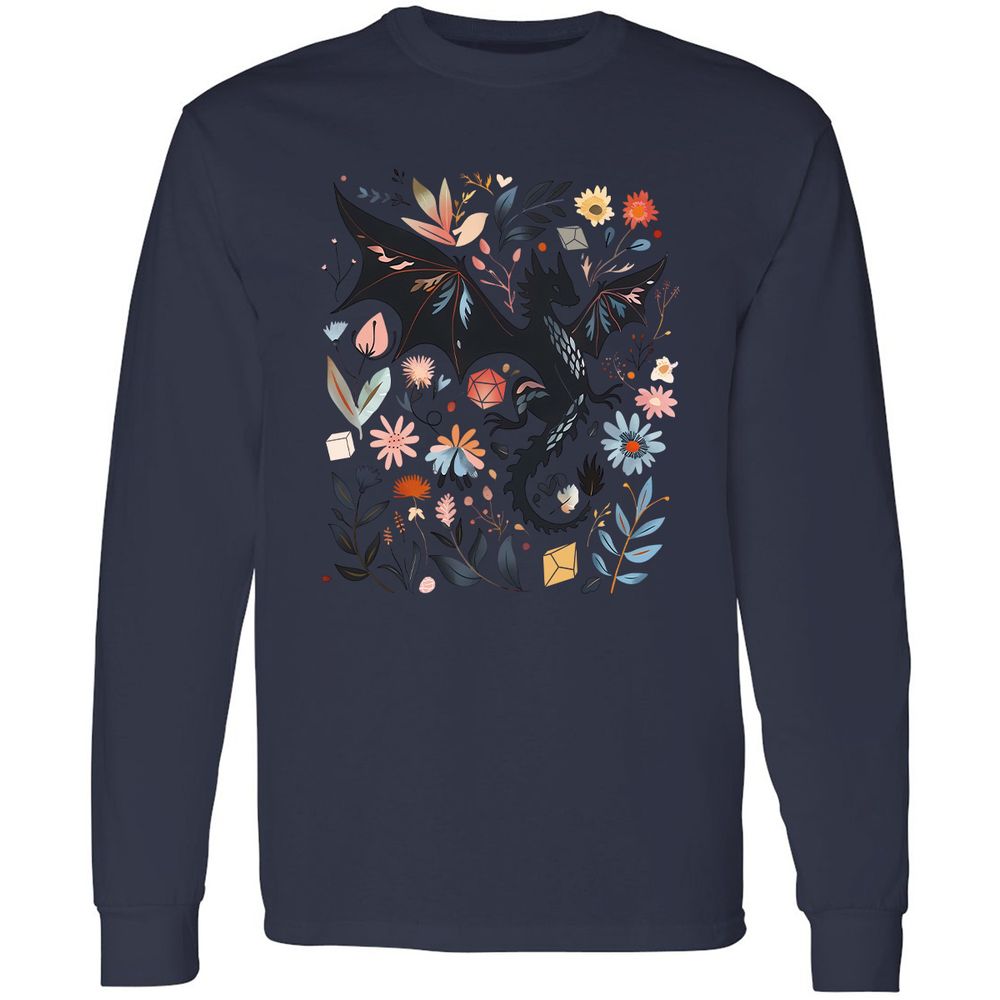 Floral DnD Dragon - Navy - 12
