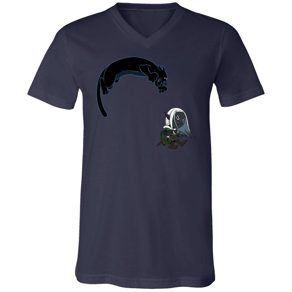Drizzt and Guenhwyvar Unisex V-Neck T-Shirt - Navy - 12