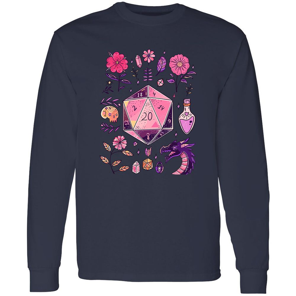 Mystic D20 Floral Dice Art - Navy - 12