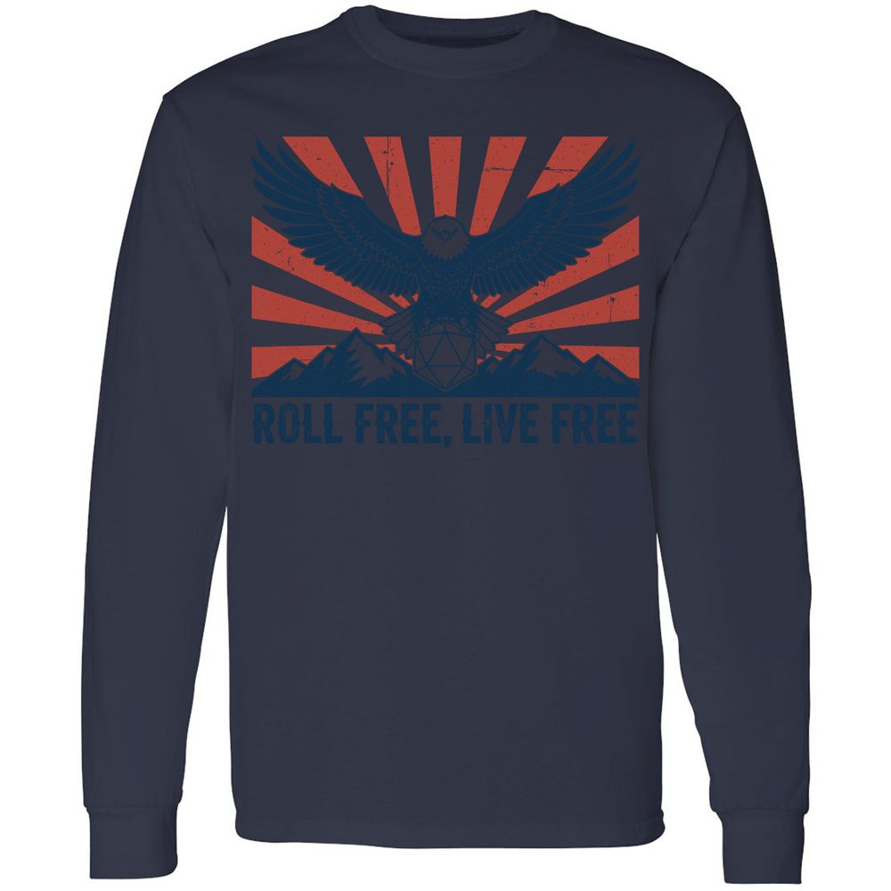 Roll Free, Live Free Long Sleeve T-Shirt - Navy - 12