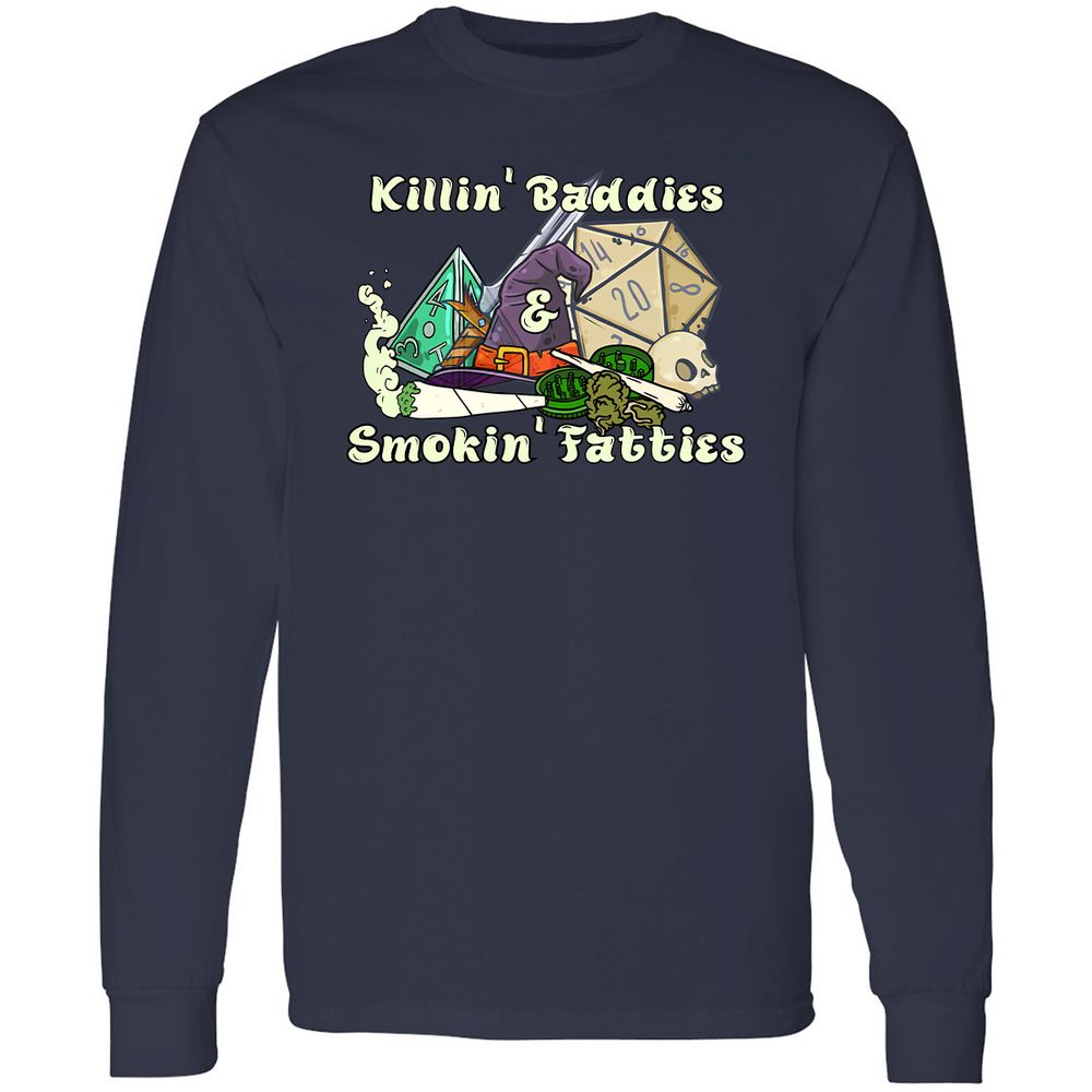 Killin' Baddies Smokin' Fatties Long Sleeve T-Shirt - Navy - 12