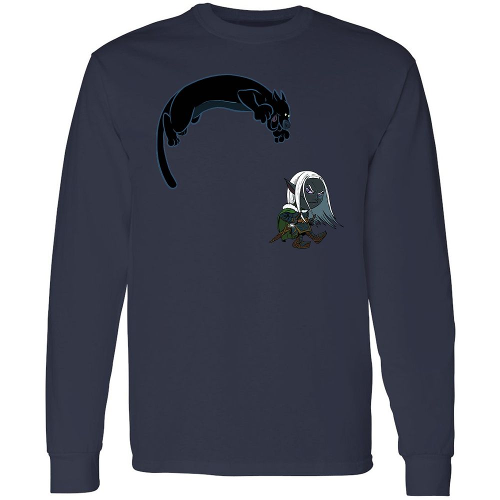 Drizzt And Guenhwyvar Long Sleeve T-Shirt - Navy - 12