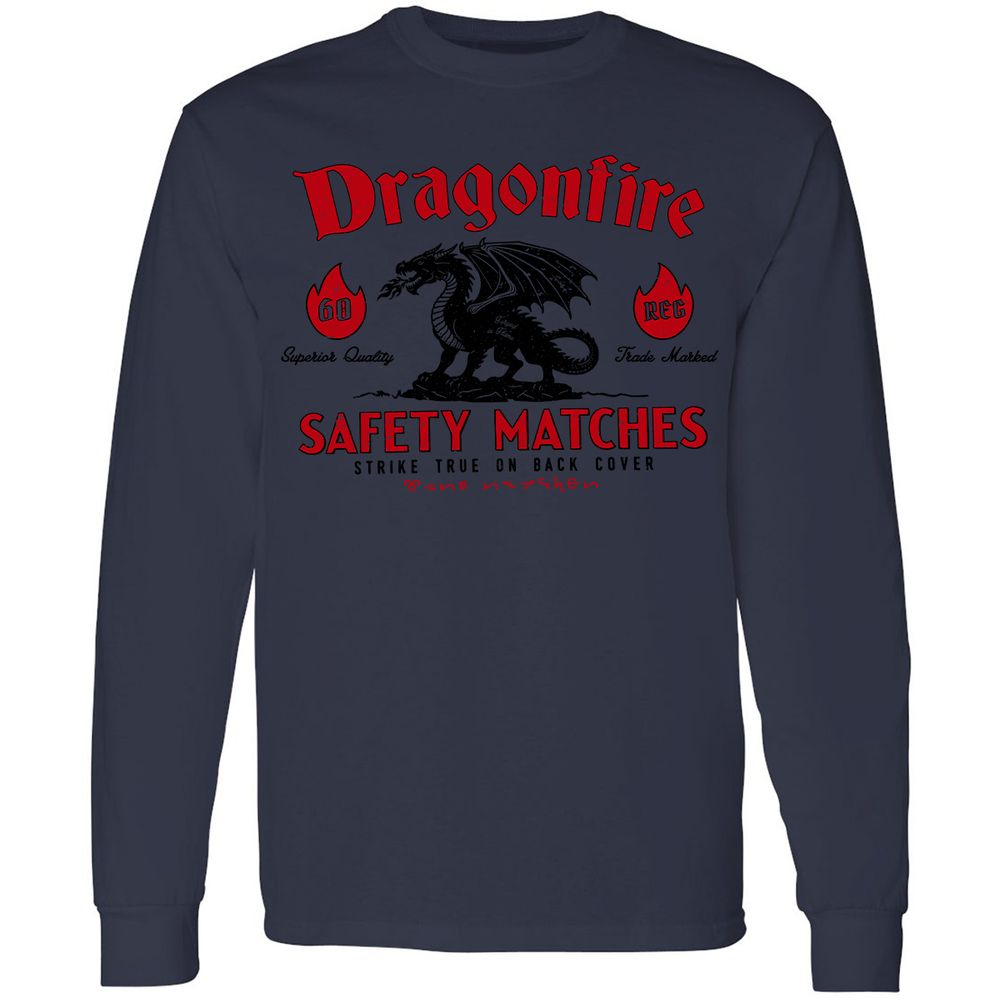 Dragonfire Long Sleeve T-Shirt - Navy - 12