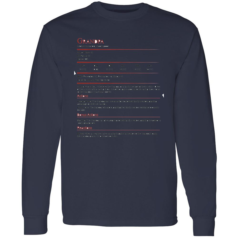Grandpa Stat Block Long Sleeve T-Shirt - Navy - 12