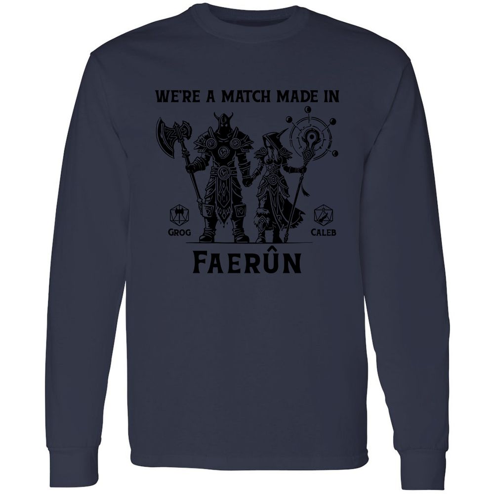 Custom DnD Class Couple Long Sleeve T-Shirt - Navy - 12