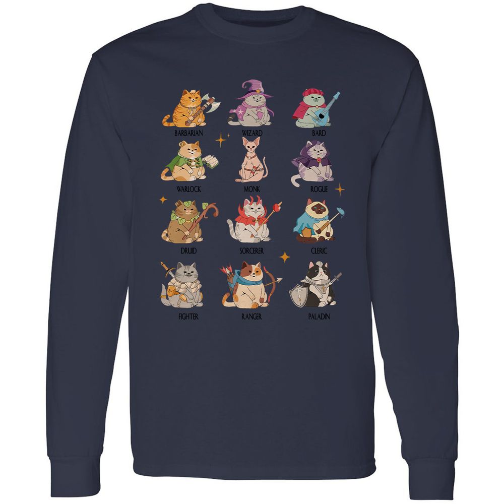 Dungeons And Cats Long Sleeve T-Shirt - Navy - 12