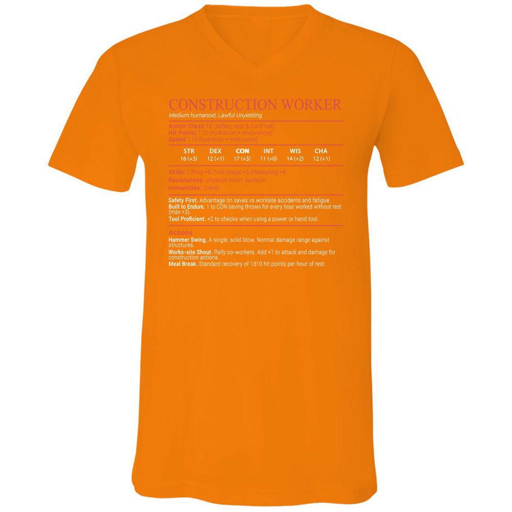 Construction Worker Stats Block - Orange - 12