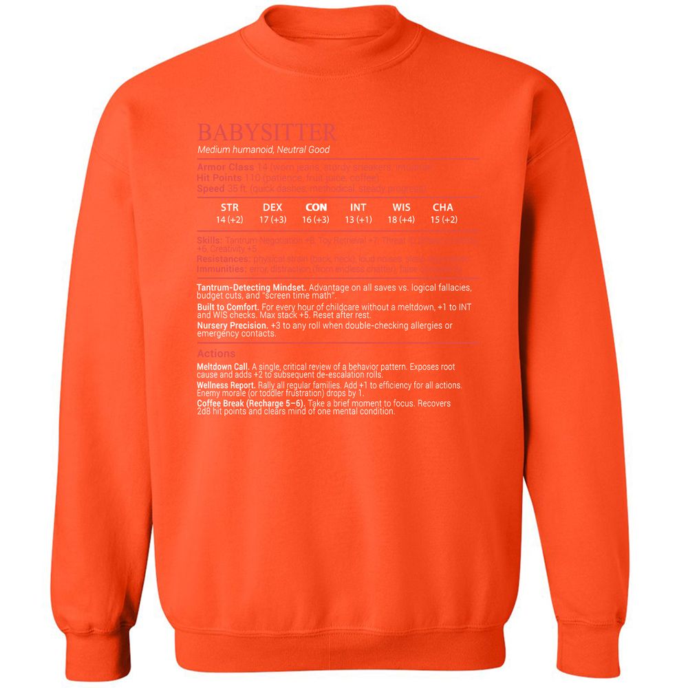 Baby Sitter Stats Block - Orange - 12
