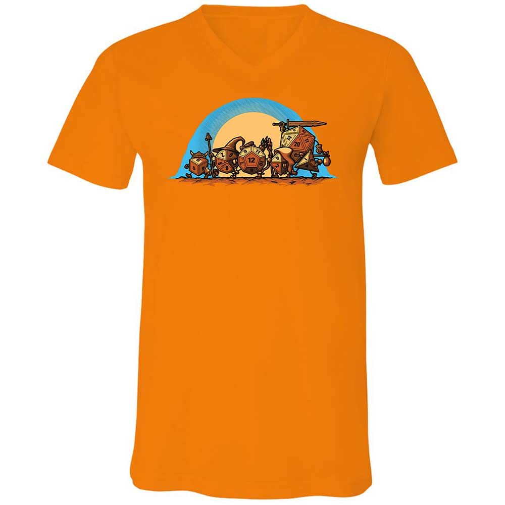 The Fellowship Of The Dice Unisex V-Neck T-Shirt - Orange - 12