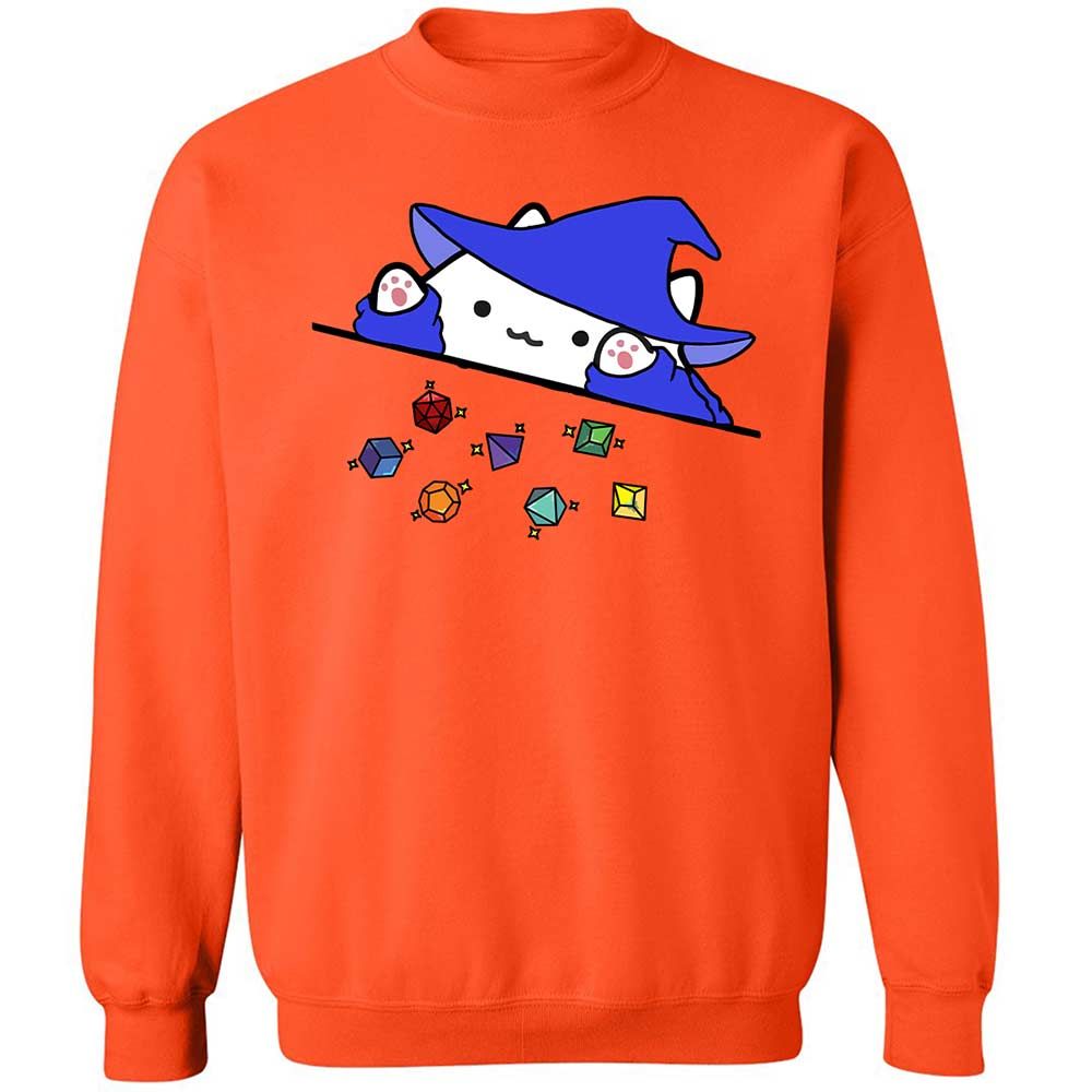 Cat Throws Dices Classic Unisex Sweatshirt - Orange - 12
