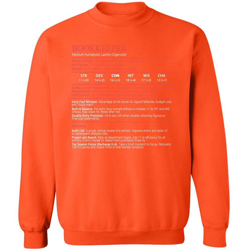 Bookkeepper Stats Block - Orange - 12
