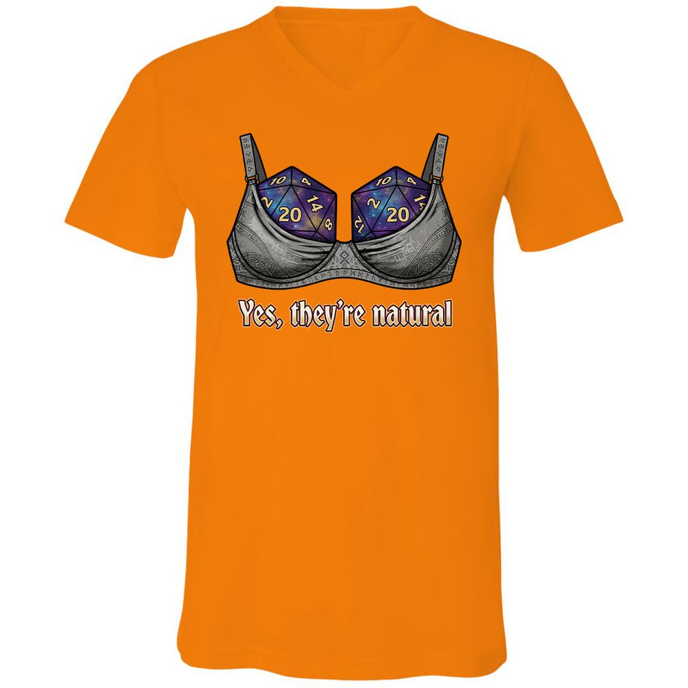 They Are Natural Nat20 Unisex V-Neck T-Shirt - Orange - 12