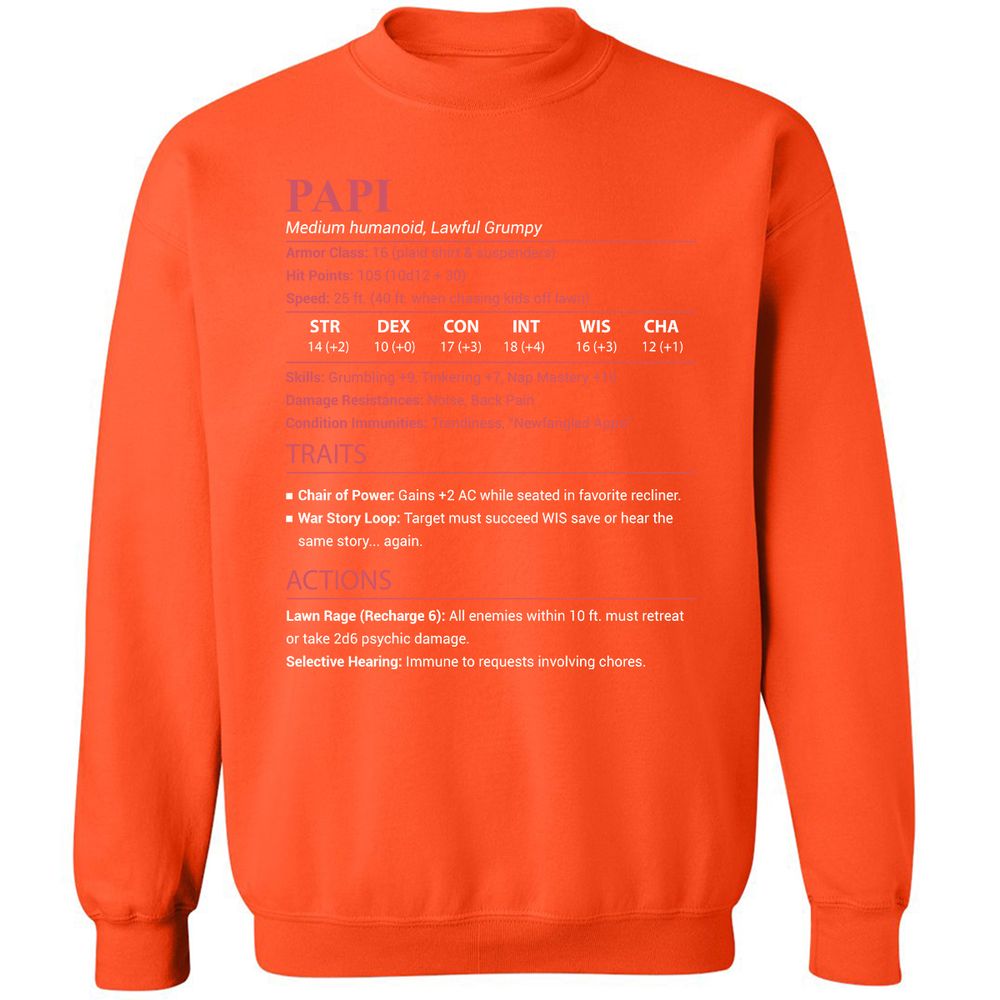 Papi Stats Classic Unisex Sweatshirt - Orange - 12