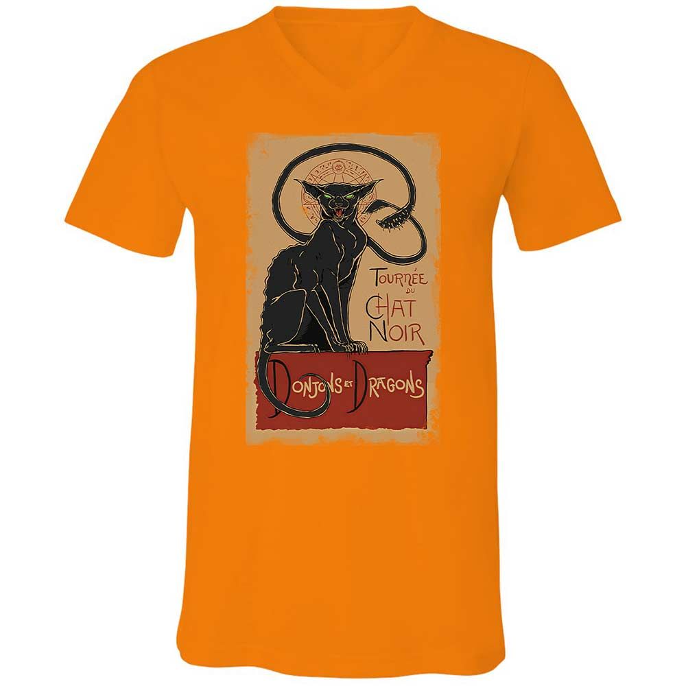 Tournee Du Chat Noir Unisex V-Neck T-Shirt - Orange - 12