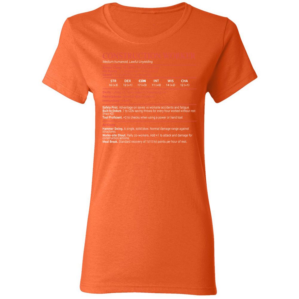 Construction Worker Stats Block - Orange - 12
