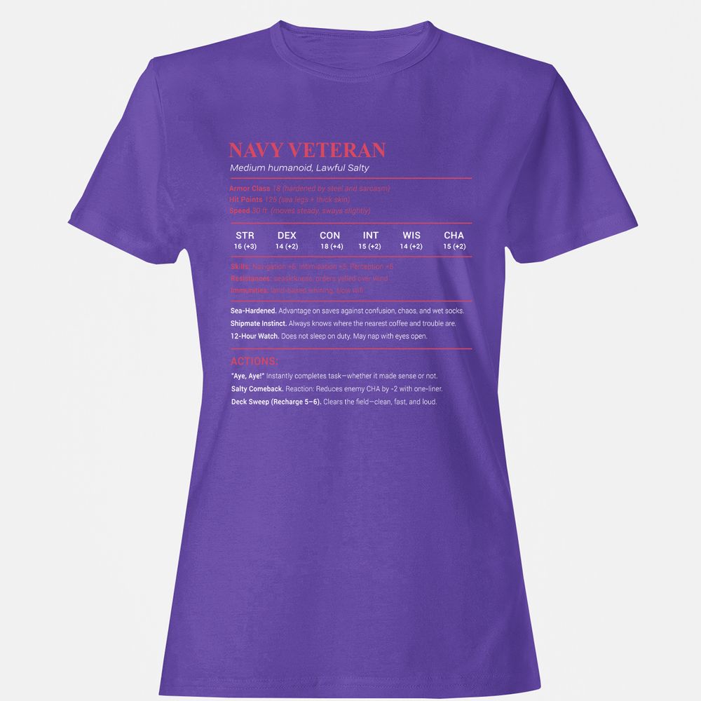 Navy Veteran Women's T-Shirt - Purple - 12