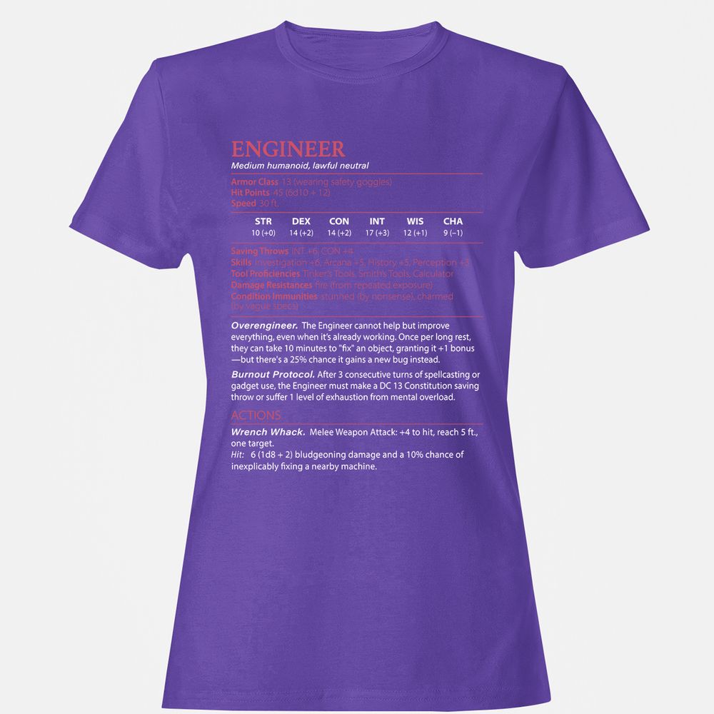 Engineer Stats Women's T-Shirt - Purple - 12