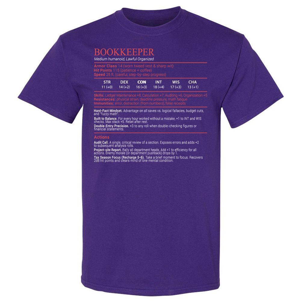 Bookkeepper Stats Block - Purple - 12