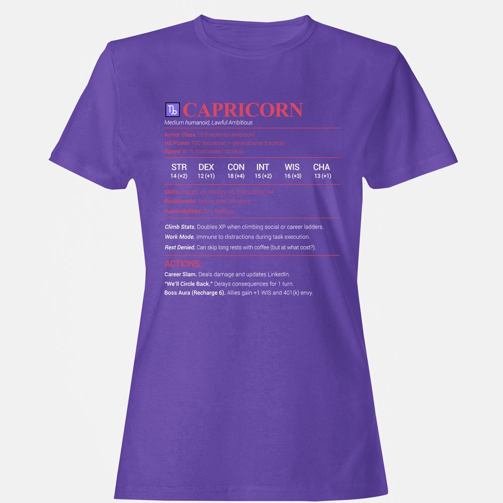 Capricorn Stats Women's T-Shirt - Purple - 12