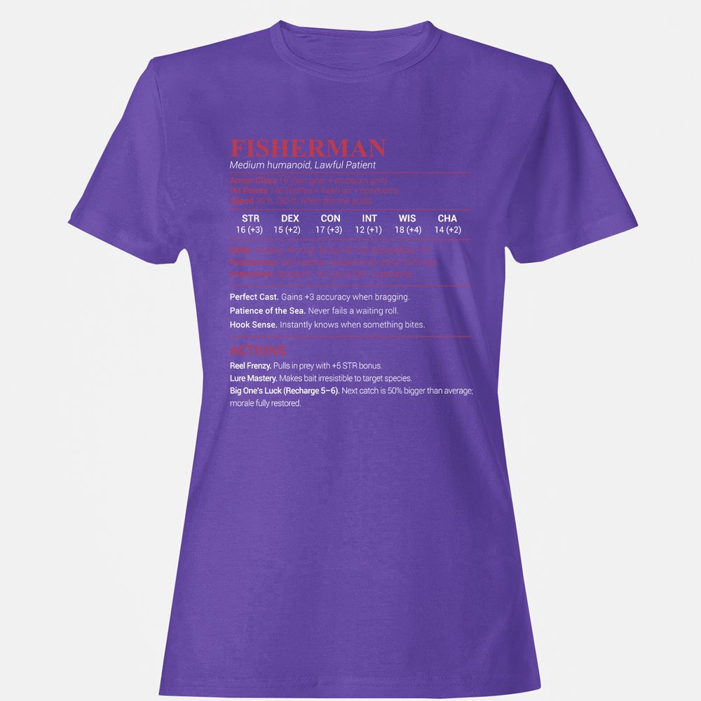 Fisherman Stats Women's T-Shirt - Purple - 12
