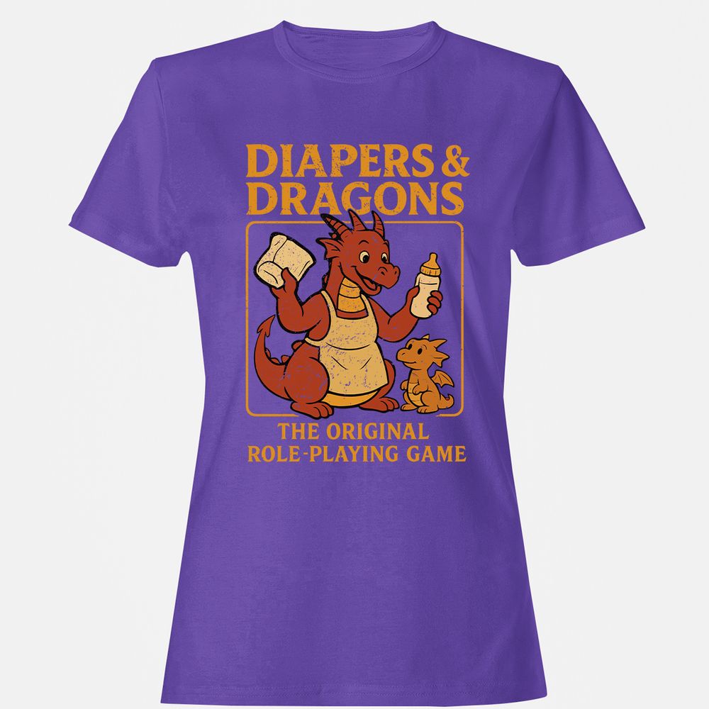 Diapers & Dragons Women's T-Shirt - Purple - 12