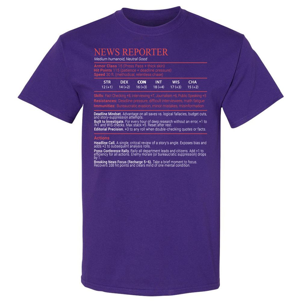News Reporter Stats Block - Purple - 12
