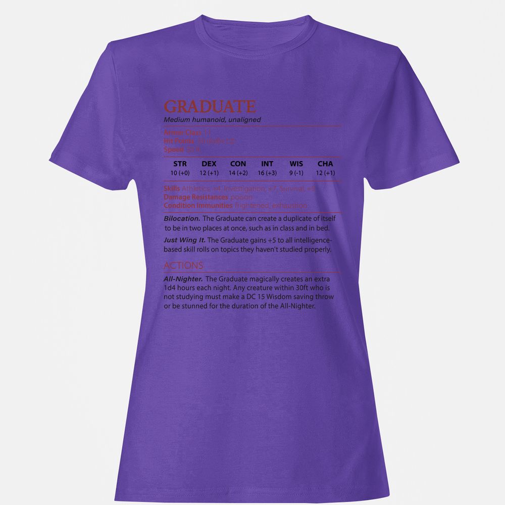 Graduate Stats Women's T-Shirt - Purple - 12