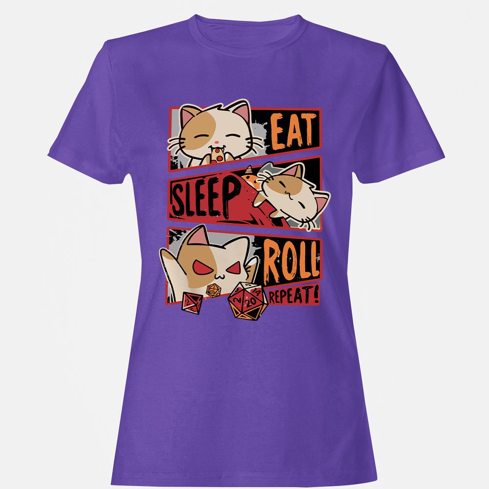 Eat Sleep Roll Repeat Women's T-Shirt - Purple - 12