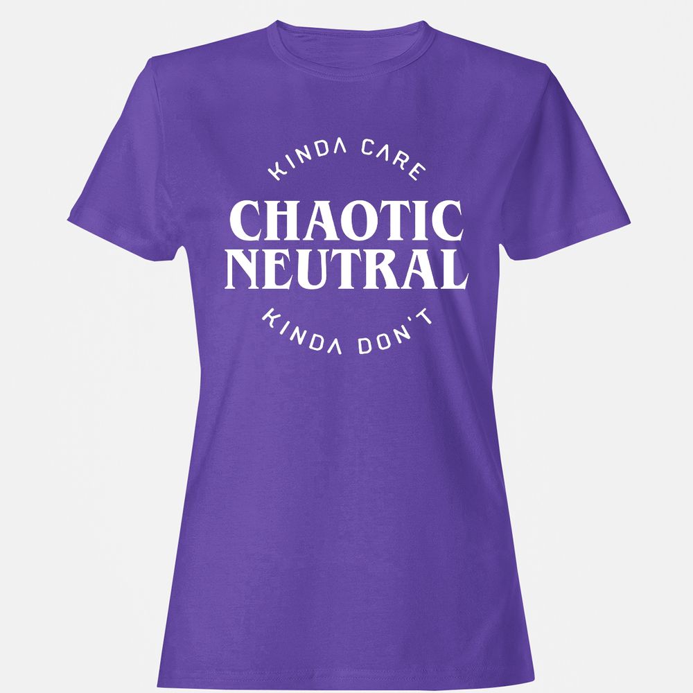Chaotic Neutral Alignment Kinda Care Kinda Don't Women's T-Shirt - Purple - 12