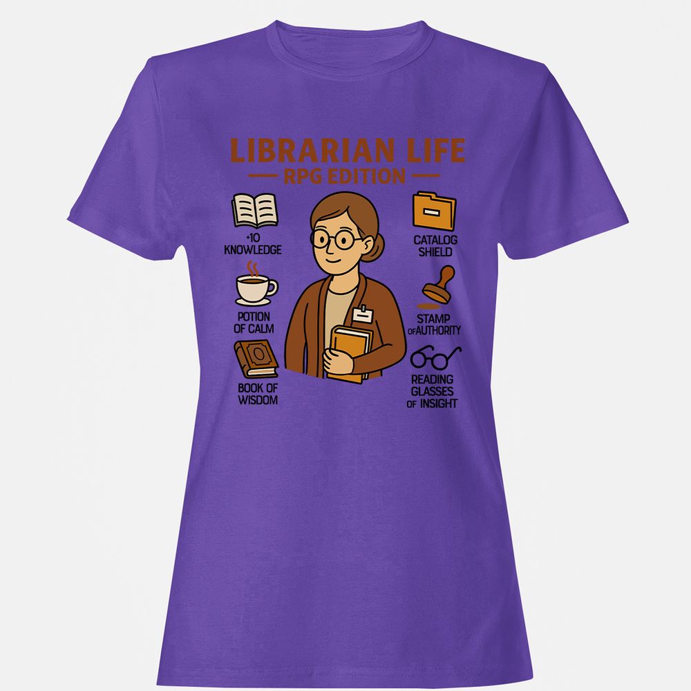 Librarian Life RPG Edition Women's T-Shirt - Purple - 12