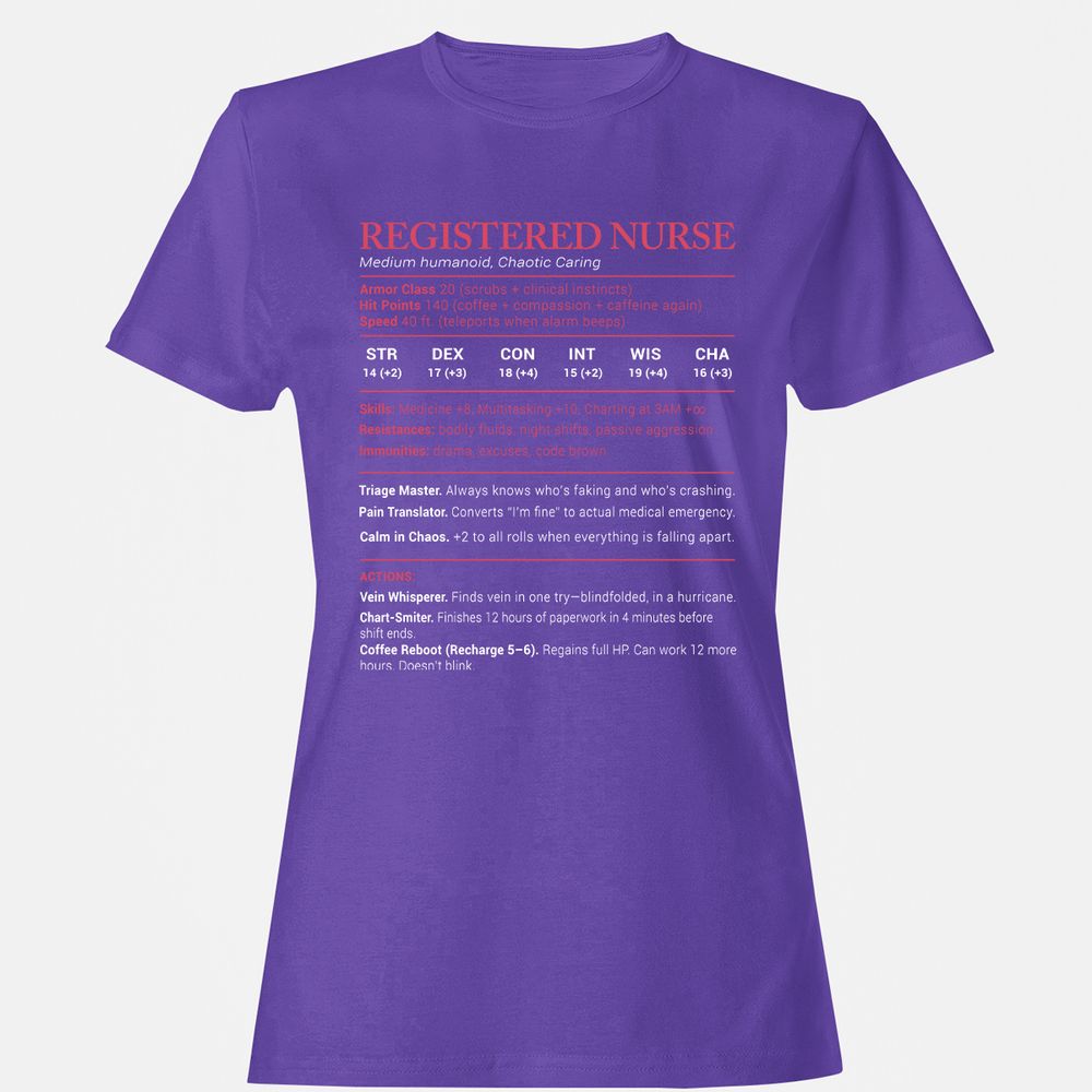 Registered Nurse Stats Women's T-Shirt - Purple - 12