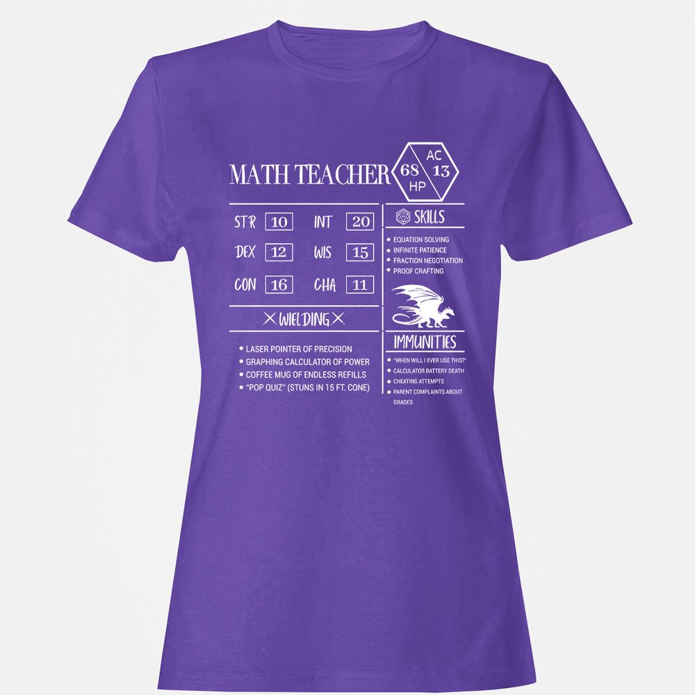 Math Teacher New Women's T-Shirt - Purple - 12