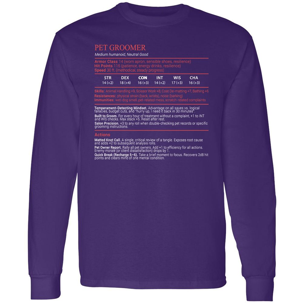 Pet Groomer Stats Block - Purple - 12