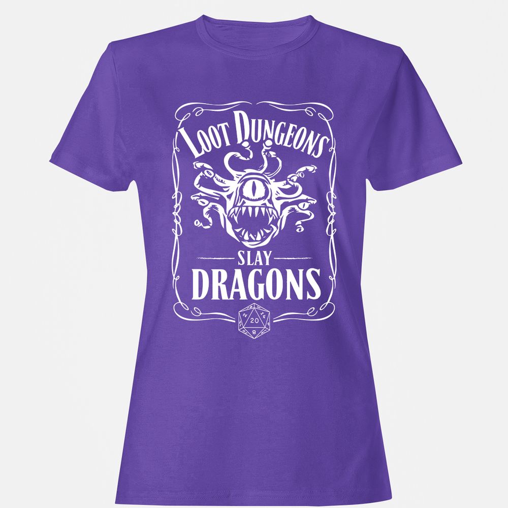 Loot Dungeon Slay Dragons Women's T-Shirt - Purple - 12